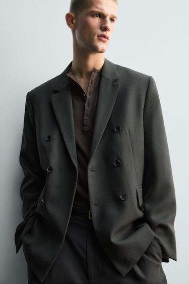 BLAZER DE COSTUME 100% LAINE ÉDITION LIMITÉE - Vert / Bleu de Zara - Image 4