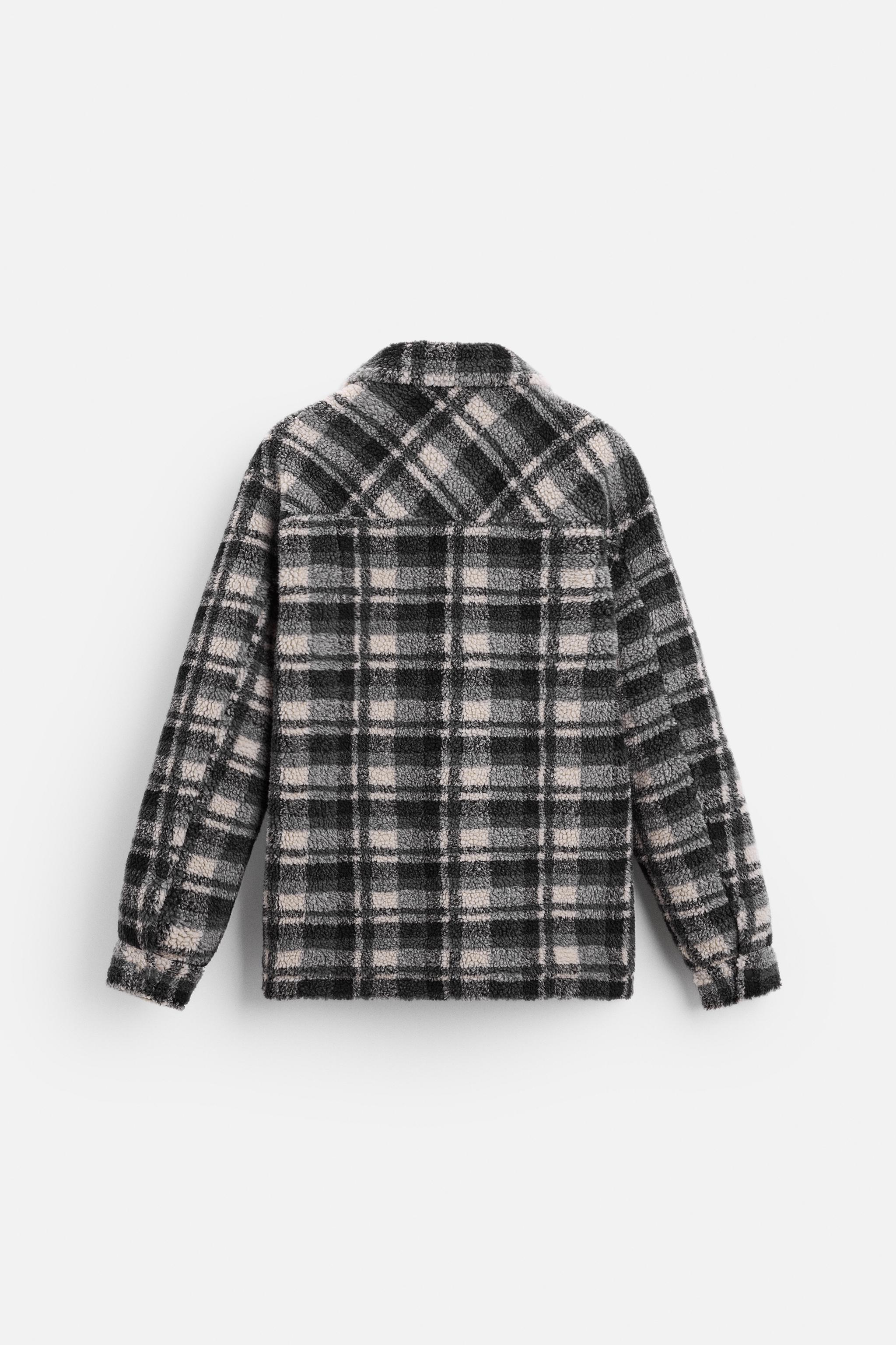 Zara Plaid Overshirt Flannel offers White/Turquoise