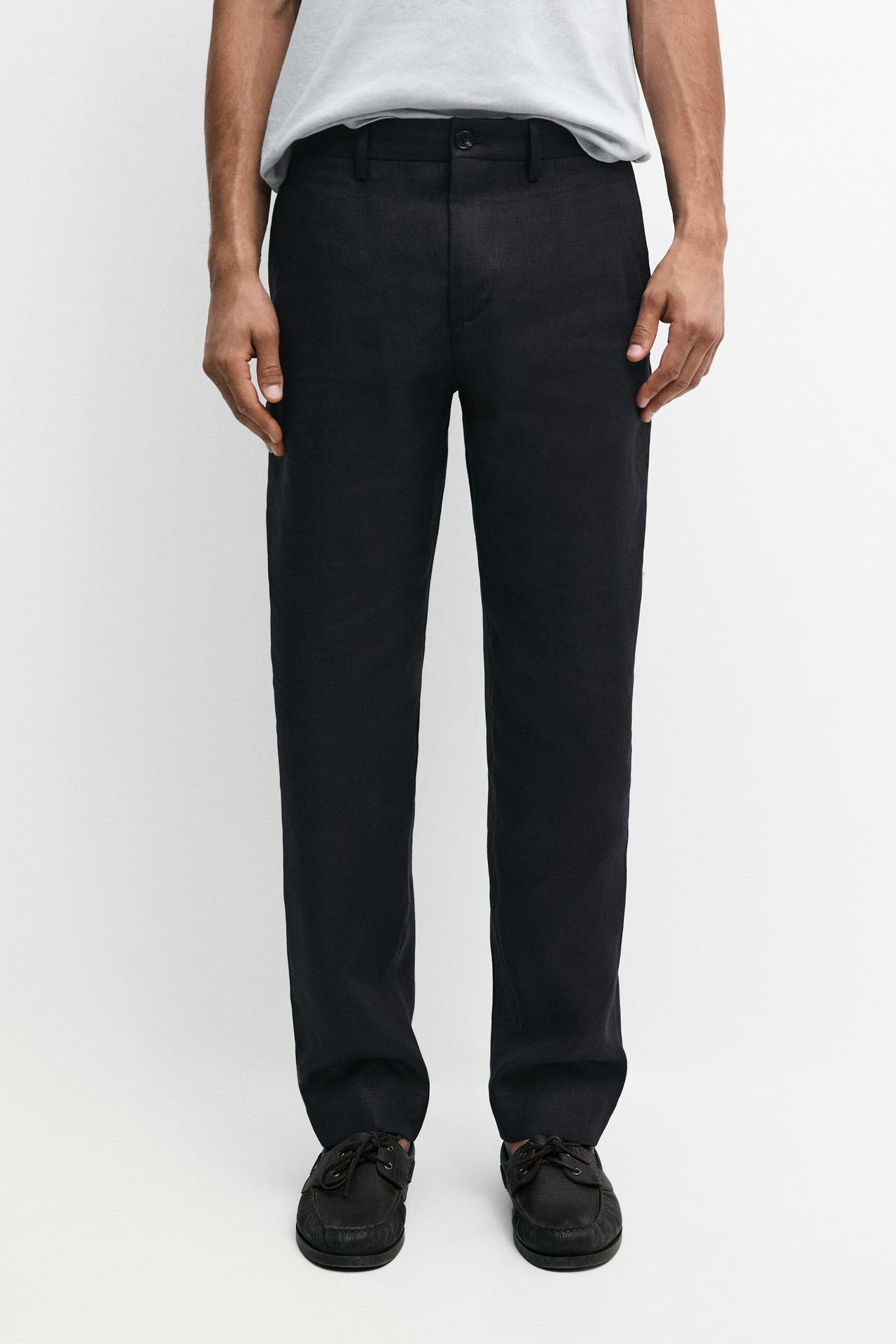 Linen suit trousers — Deep blue