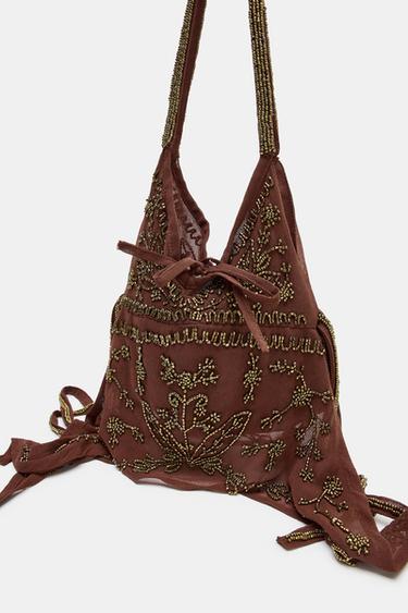 RHINESTONE BUCKET BAG - Burgundy Red by Zara - Image 2