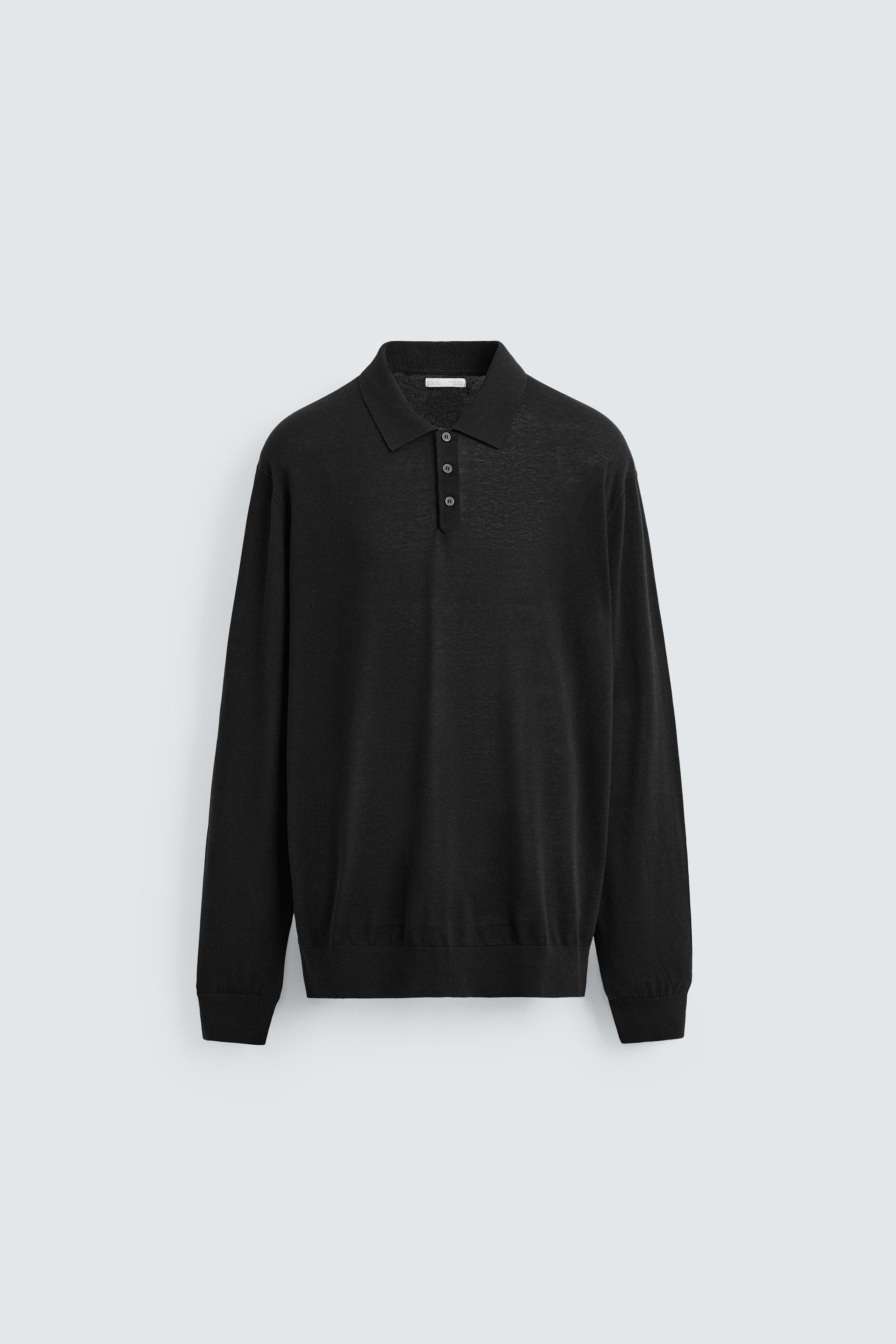 ★ZARA★ SILK/COTTON KNIT POLO SHIRT COTTON - LINEN KNIT POLO SHIRT - Greenish | ZARA Australia