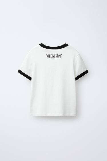 T-SHIRT CÔTELÉ WEDNESDAY © - Blanc de Zara - Image 1
