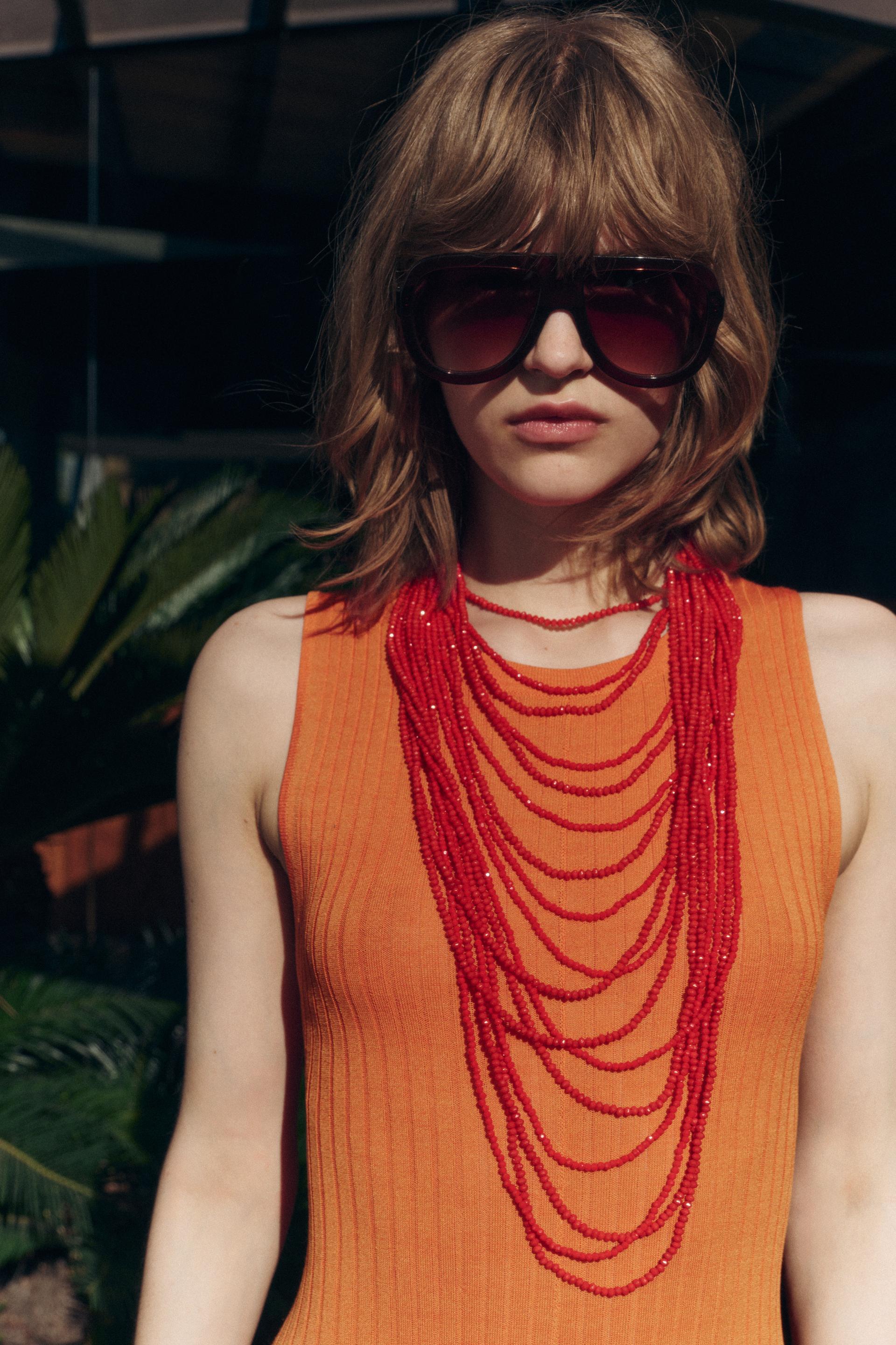 CASCADING NECKLACE WITH BEADS - Red | ZARA United Kingdom