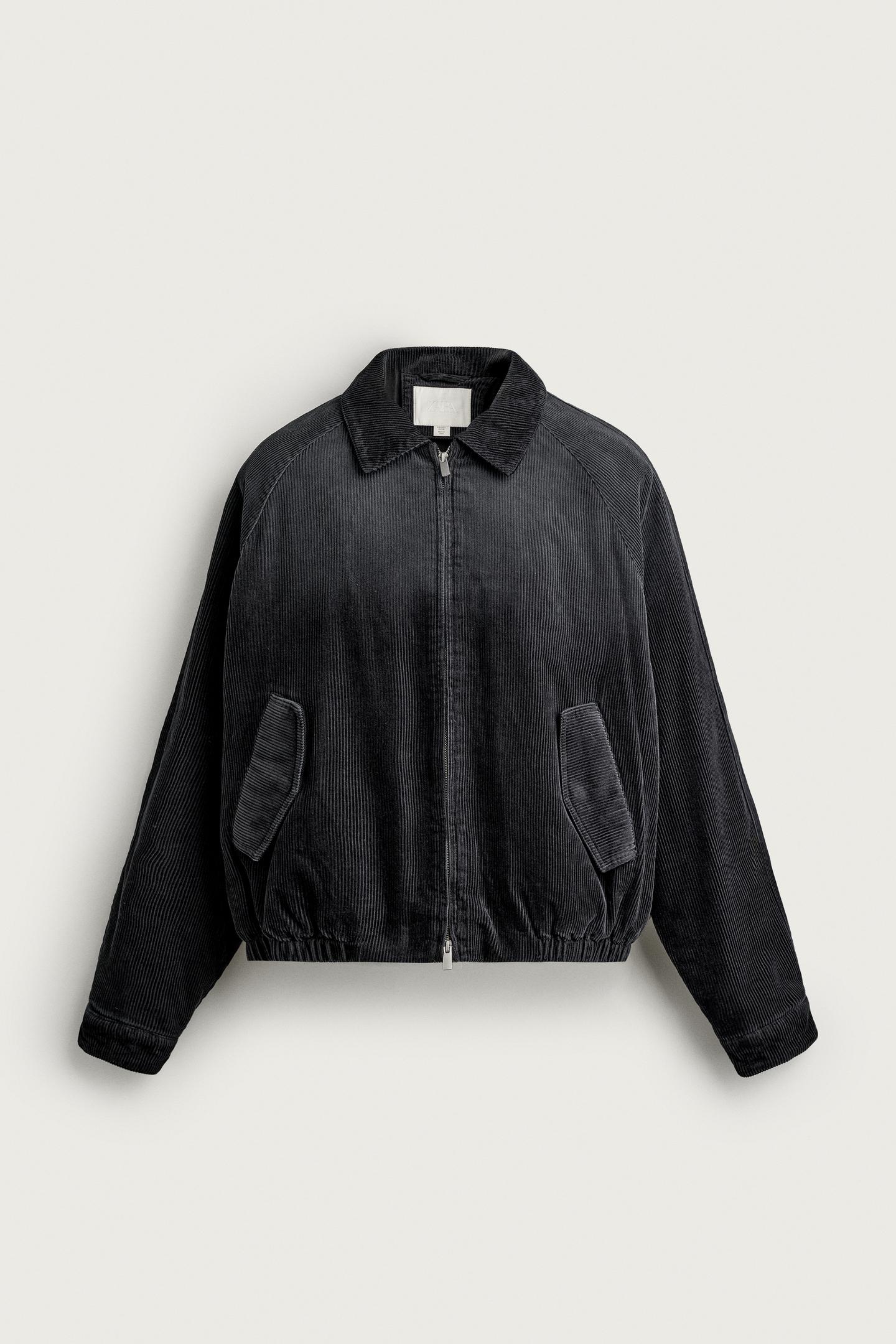 Мужская куртка Zara Relaxed Fit Padded Corduroy, цвет: Угольный — фото 6