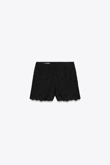 BERMUDA SHORTS WITH CUTWORK EMBROIDERY - Black by Zara - Image 0