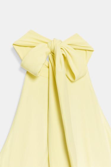 HALTER NECK MIDI DRESS WITH TIE - Yellow by Zara - Image 6