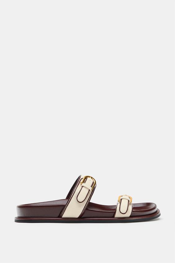 Zara BUCKLE SANDALS - Burgundy Red - Image 0