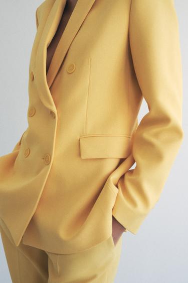 VESTE DROITE COL SMOKING ZW COLLECTION - Jaune pastel de Zara - Image 1