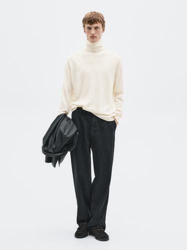 Zara Knit wool and cashmere sweater with high neck - LIMITED - Ecru
