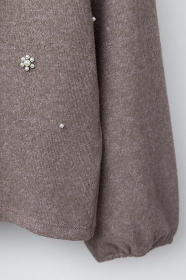 HAUT SOFT TOUCH À PERLES - Marron de Zara - Image 3