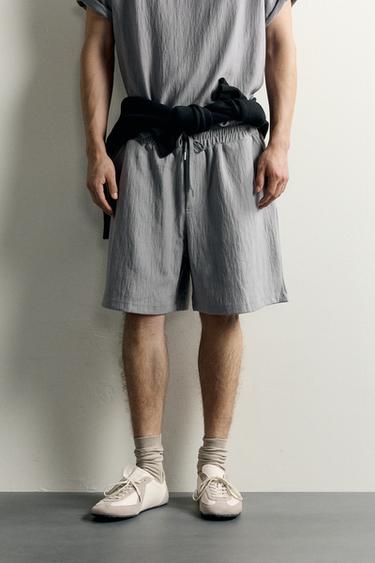 TEXTURED JOGGER SHORTS — Gray 2