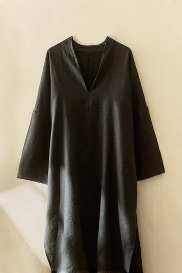 LINEN BEACH KAFTAN - Grey by Zara