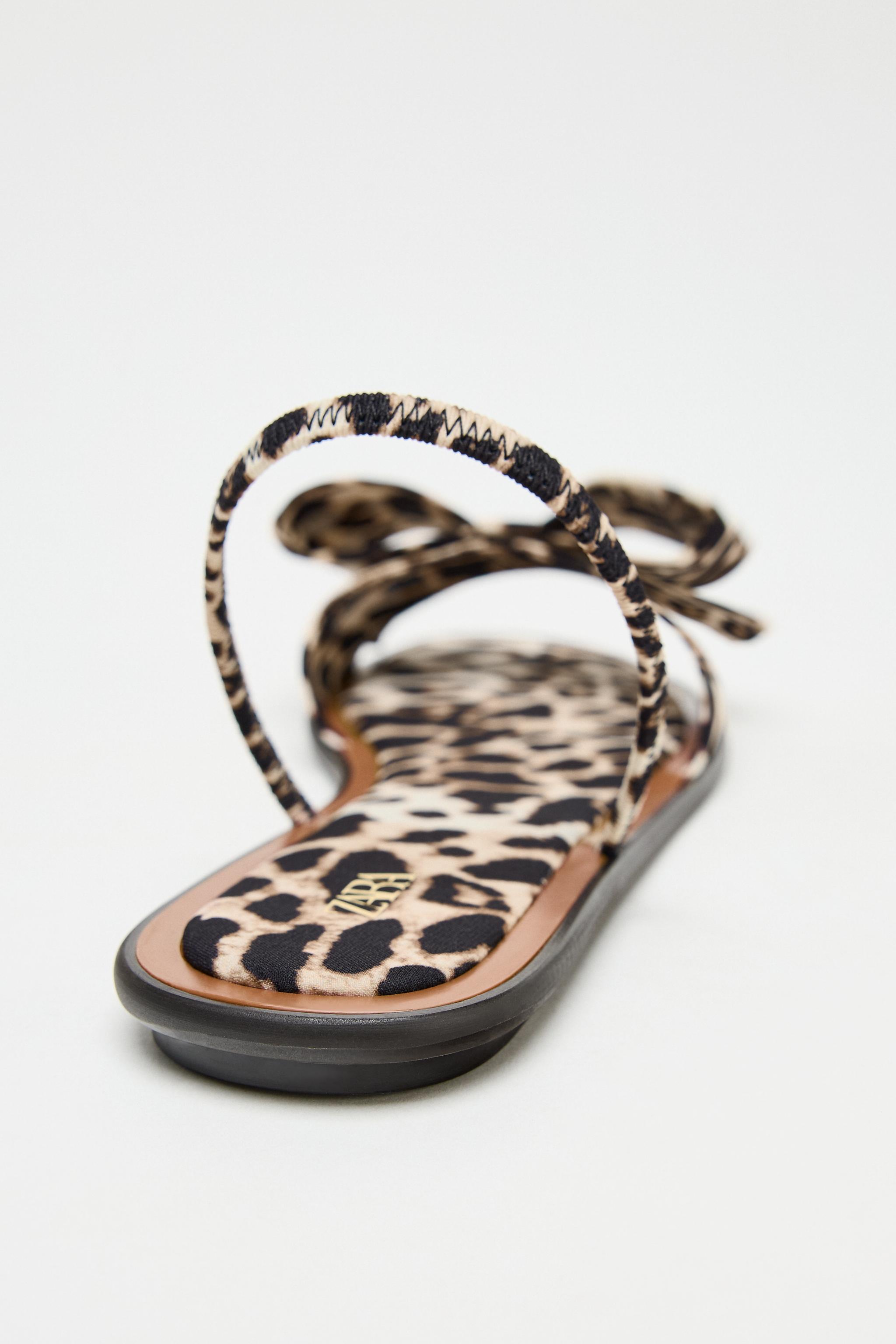 ANIMAL PRINT BOW FLAT SANDALS - Leopard | ZARA United States