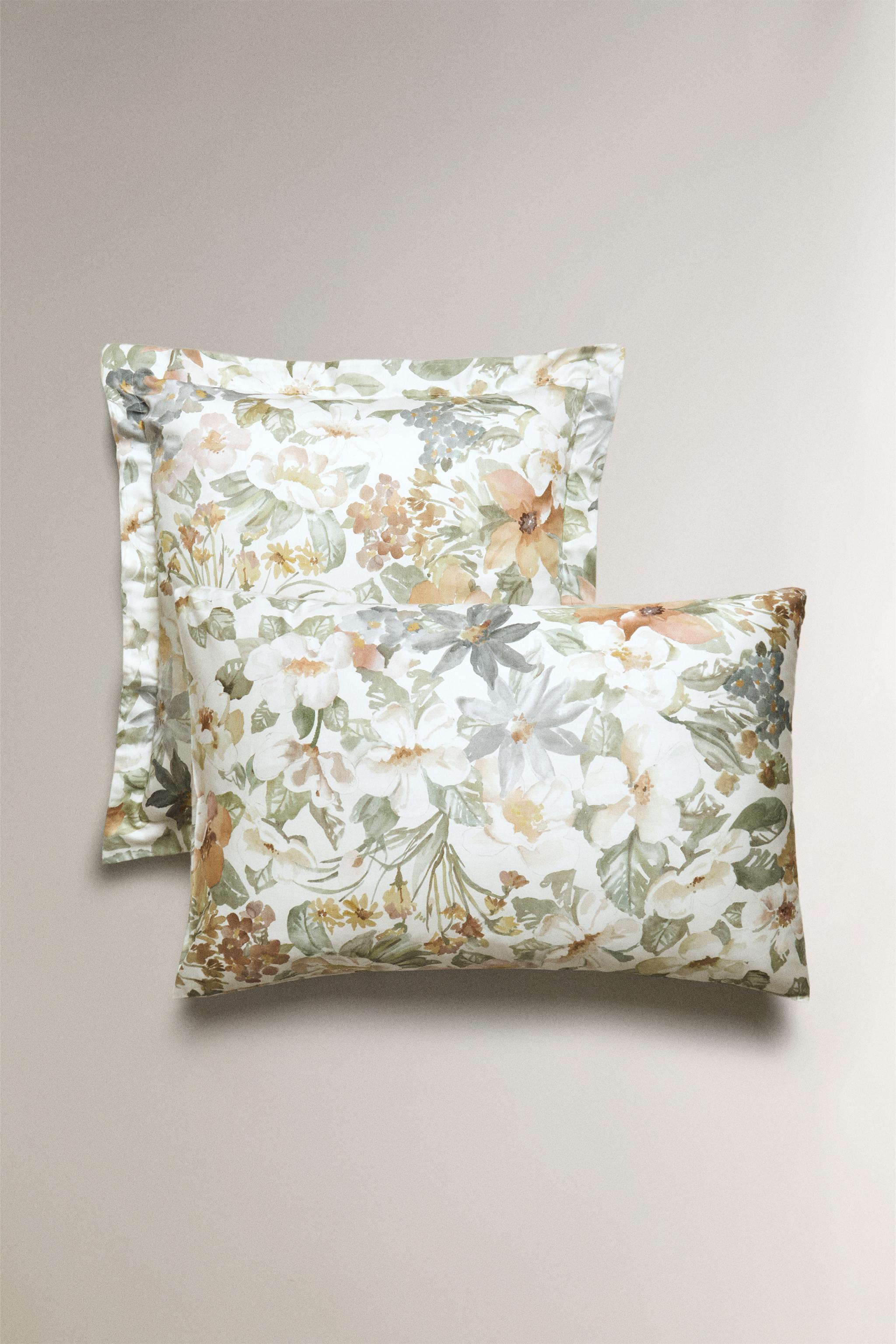 TAIE D’OREILLER SATIN IMPRIMÉ FLEUR