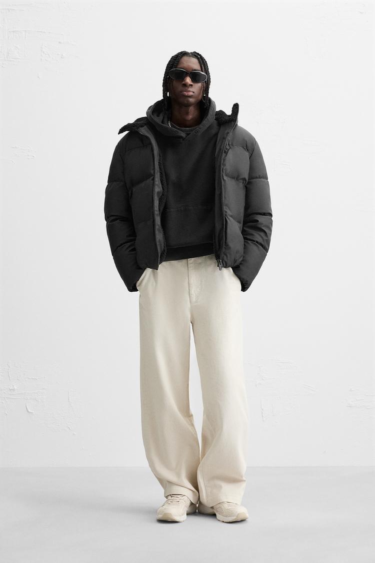 RUBBERISED PUFFER JACKET Black ZARA New Zealand - Main Image