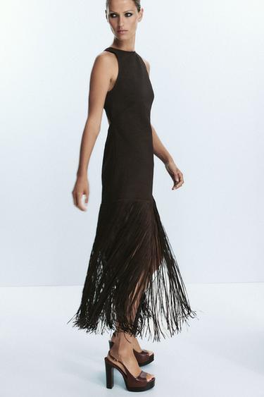 VESTIT AJUSTAT SERRELLS - Marró de Zara