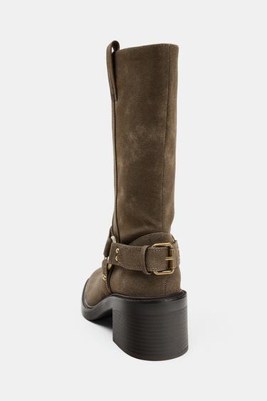 BOTTINES TALONS BIKER - Gris taupe de Zara - Image 4