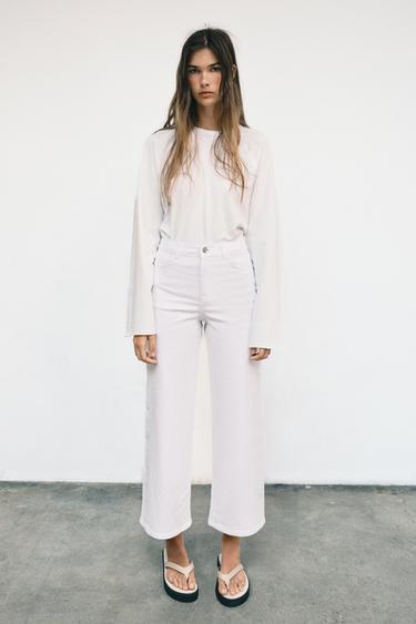JEANS Z1975 CULOTTE SHTRAT I LARTË COMFORT - I bardhë nga Zara