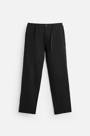 PANTALON LIN ET COTON - Noir de Zara - Image 6