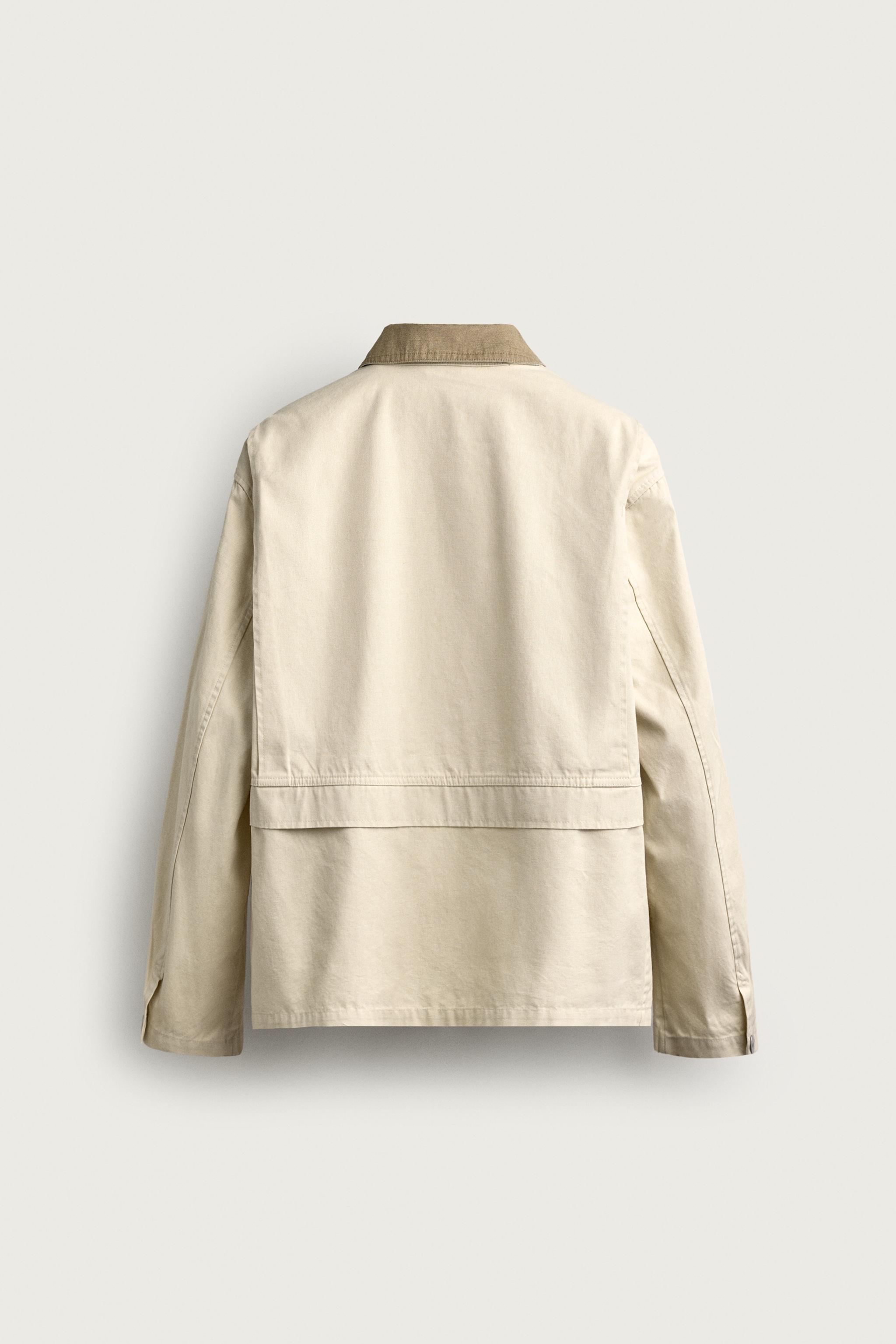 RELAXED FIT CONTRAST COLLAR JACKET — Butter