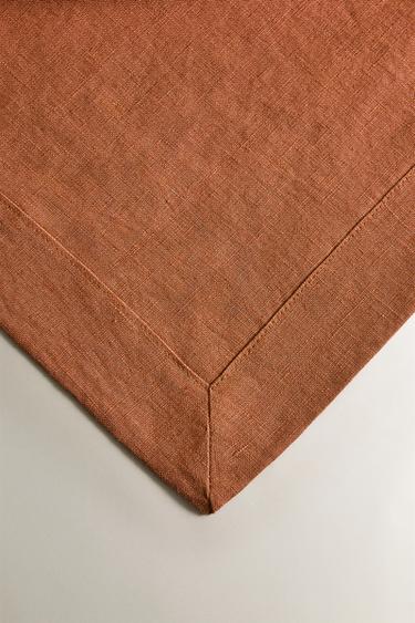 COLOURED WASHED LINEN TABLECLOTH - Brick by Zara - Image 2