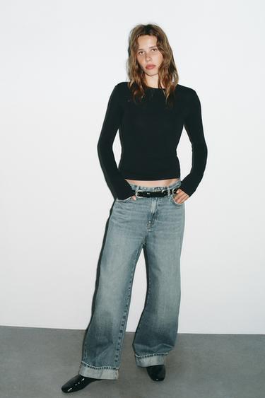 Zara LONG SLEEVE T-SHIRT - Black