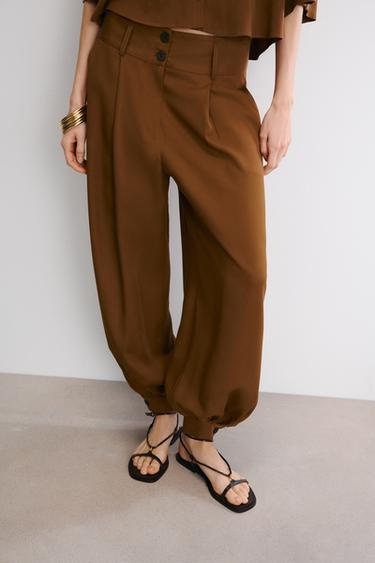 Zara BUTTONED PANTS - Terracotta