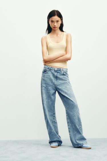 Zara TRF BAGGY 中腰牛仔褲 - 淡藍色