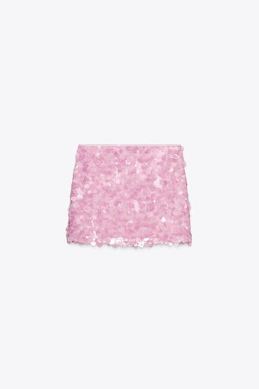 SEQUINNED MINISKIRT - Mid-pink by Zara