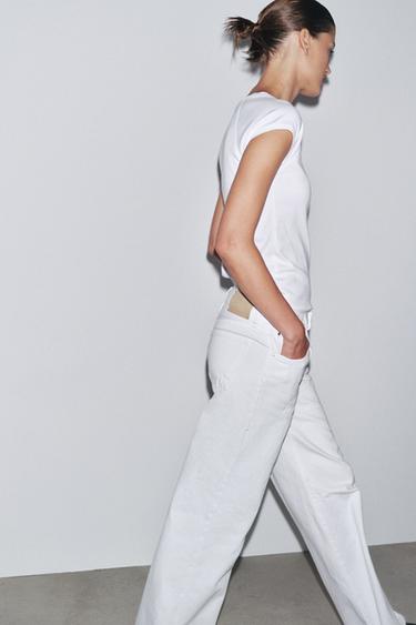 ZW COLLECTION WIDE-LEG LOW-RISE JEANS - White by Zara - Image 4
