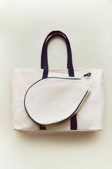 COTTON CANVAS TENNIS RACKET BAG - Ecru / Blue by Zara - Image 5