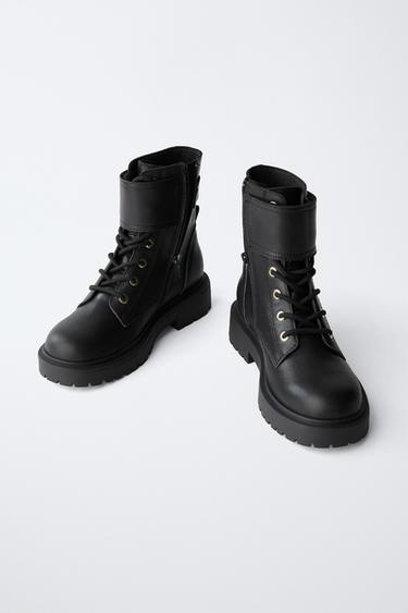 LEATHER ANKLE BOOTS WITH BUCKLE - Black by Zara - Image 2