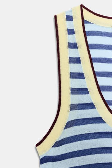 STRIPED KNIT TOP - Mid-blue by Zara - Image 5