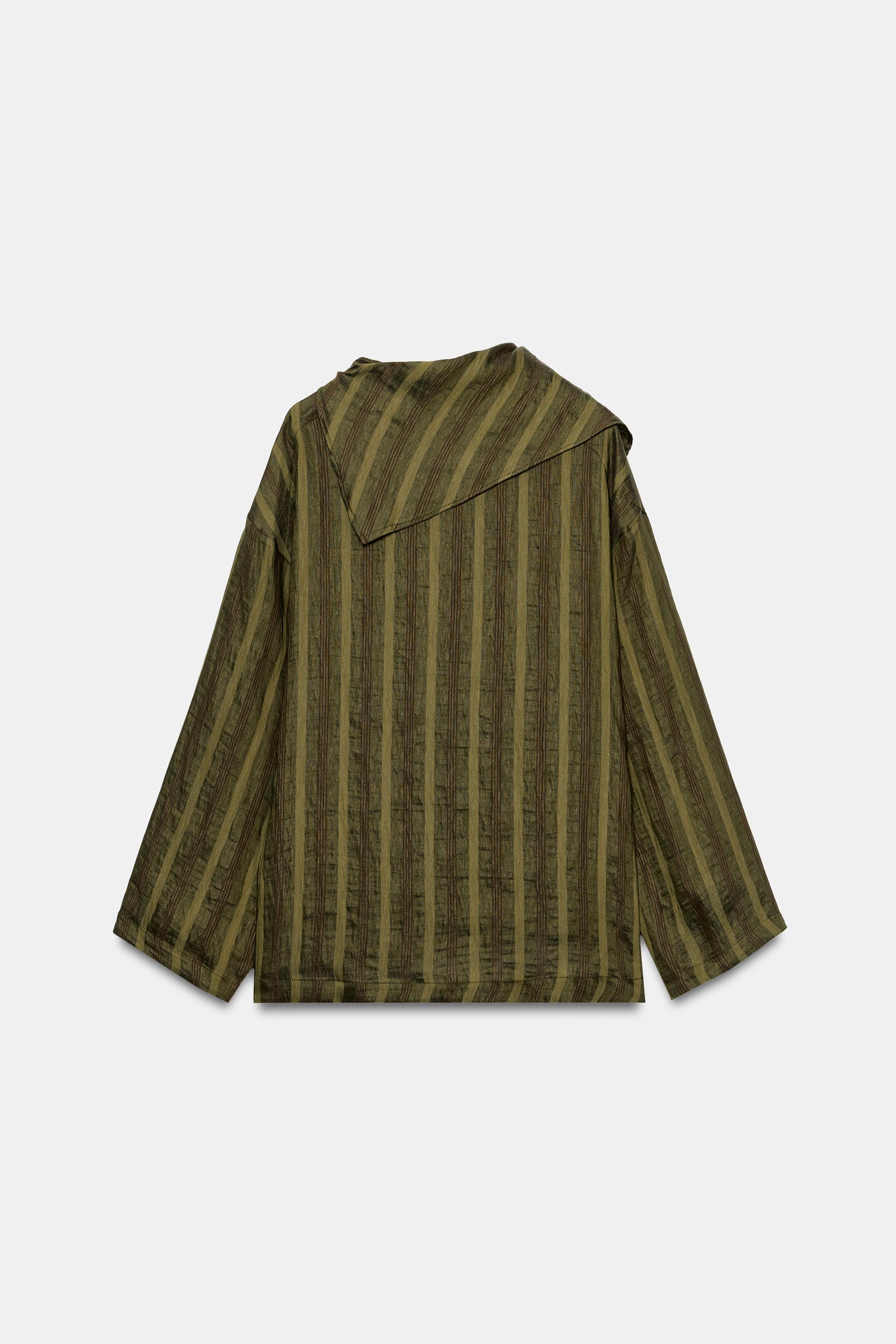 Женские рубашки Zara STRIPED WRAP SHIRT — фото 8