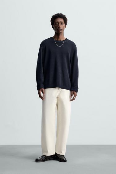 SILK/LINEN SWEATER - Dark navy by Zara - Image 0