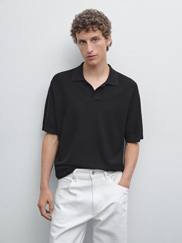 Polo manga corta punto estructura - Marino de Zara