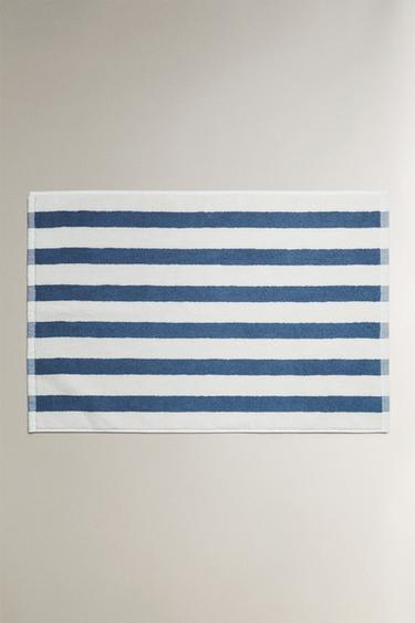 TAPIS DE BAIN RAYURES BICOLORE - Écru / Bleu de Zara - Image 0