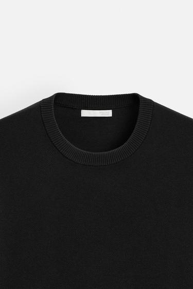 RELAXED FIT KNIT T-SHIRT - Black by Zara - Image 7