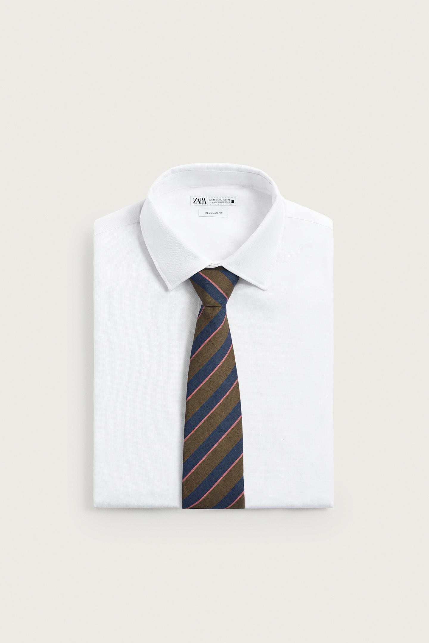 Мужской галстук Zara Fruit OF the Loom™ Jacquard Striped Tie, цвет: Тёмно-синий — фото 4