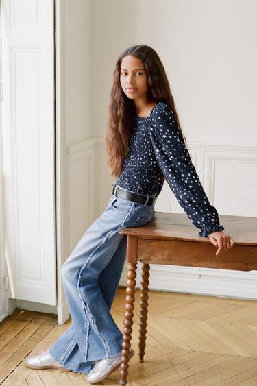 Zara FRAYED BOOTCUT JEANS - Blue