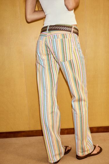 JEAN TRF WIDE LEG TAILLE BASSE À RAYURES - Rayures de Zara - Image 4