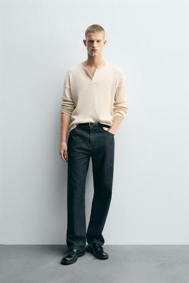 Zara RELAXED FIT TEXTURED SWEATER - Ecru - Image 0