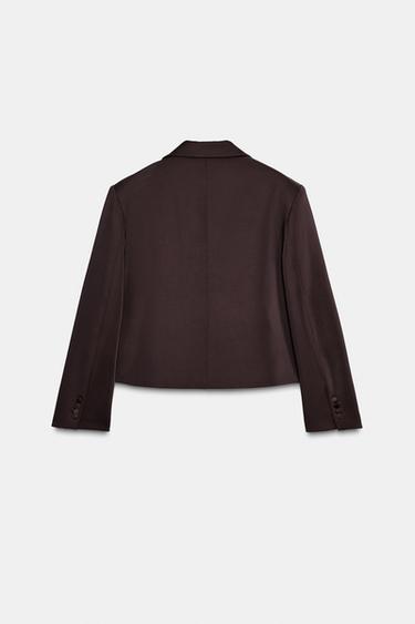 VESTE CROISÉE SATINÉE - Marron foncé de Zara - Image 5