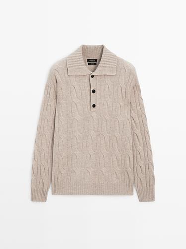 Jersey polo punto trenzado lana - 758 de Zara