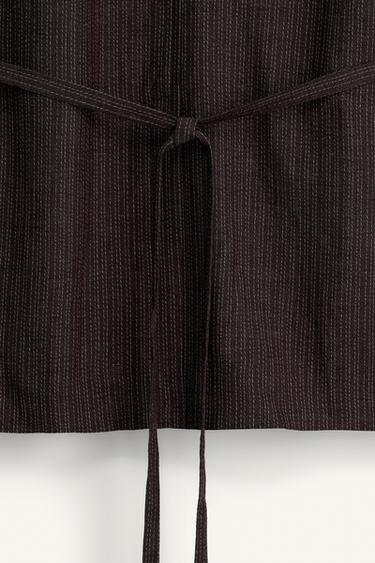 VESTE DE COSTUME À RAYURES VISCOSE - LIN - Marron foncé de Zara - Image 11