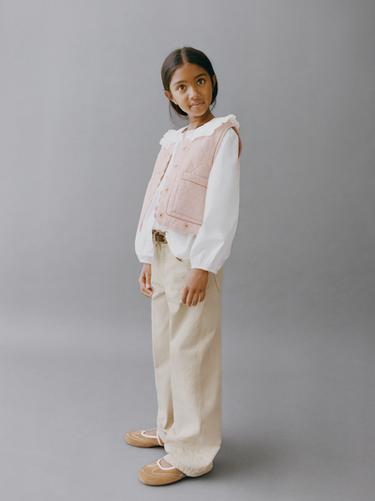 БРЮКИ WIDE LEG С ВЫШИВКОЙ — БЕЖЕВЫЙ от Zara