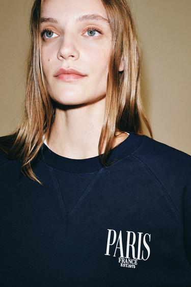 SLOGAN SWEATSHIRT - Dark navy by Zara