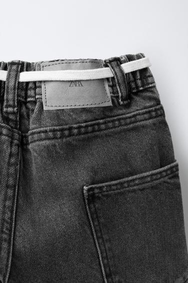 BELTED BAGGY JEANS - Black by Zara - Image 3