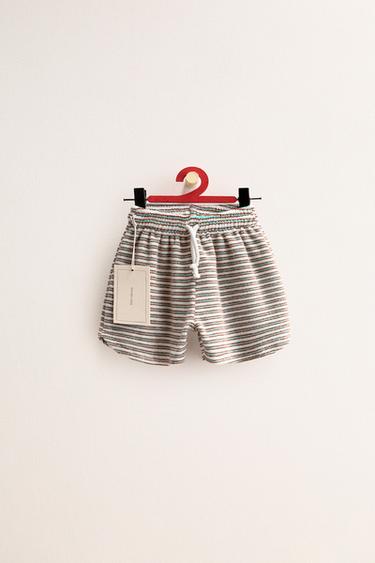 ZARA TIMELESS - ПОЛОСАТЫЕ ШОРТЫ ИЗ МАХРОВОЙ ТКАНИ — Синий/Белый от Zara