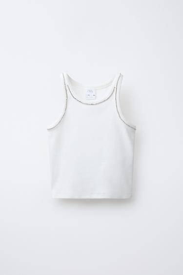CAMISETA RIB JOYAS - Blanco de Zara - Imagen 0